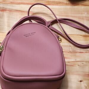 NWOT Forever Young Mini Backpack Purse Dusty Pink Faux Leather Pely Design 7X5X3